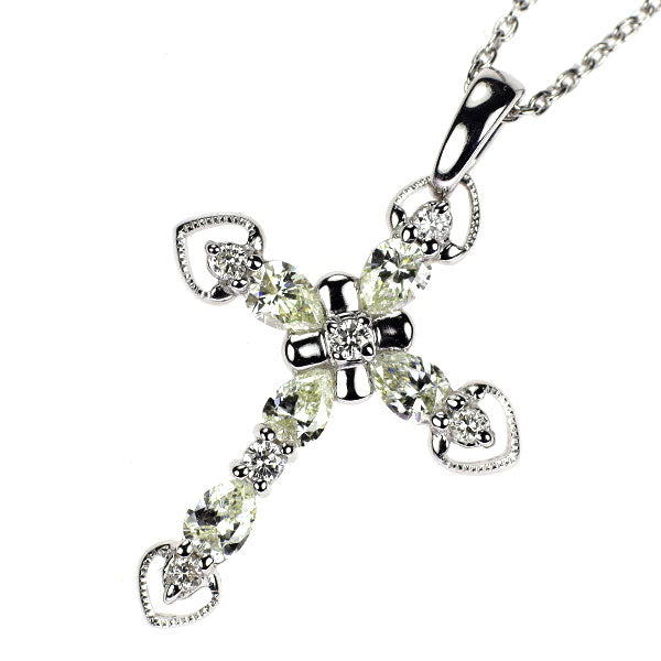 K18WG ダイヤモンド ペンダントネックレス 1.00ct クロス
