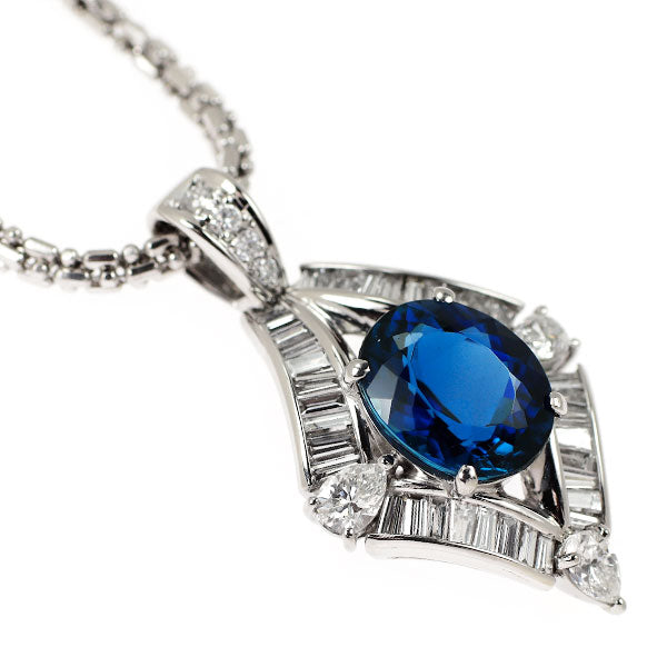 希少 Pt900/ Pt850 インディゴライト トルマリン ダイヤモンド ペンダントネックレス 3.42ct D1.41ct