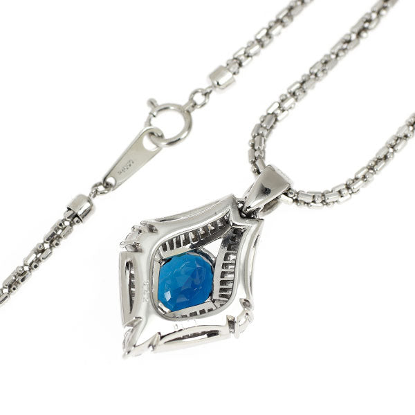 希少 Pt900/ Pt850 インディゴライト トルマリン ダイヤモンド ペンダントネックレス 3.42ct D1.41ct