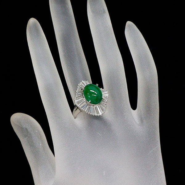 Pt900 翡翠 ダイヤモンド リング 6.50ct D1.96ct