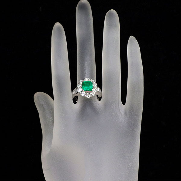 Pt900 エメラルド ダイヤモンド リング 2.40ct D2.03ct