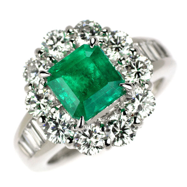 Pt900 エメラルド ダイヤモンド リング 2.40ct D2.03ct