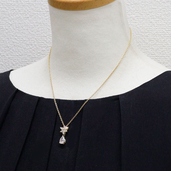平和堂貿易 K18YG ペアシェイプ ダイヤモンド ペンダントネックレス 1.408ct G SI2 D0.78ct 《セルビー銀座店》【中古】