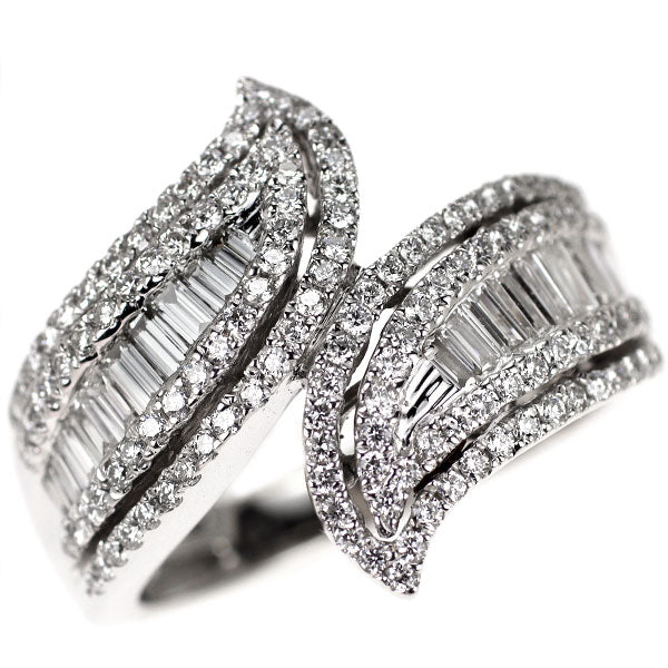 K18WG ダイヤモンド リング 1.37ct 植物