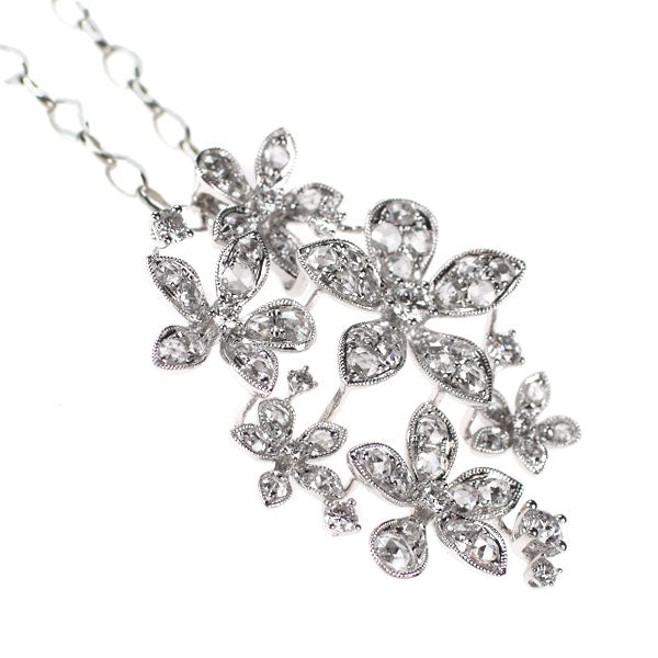 K18WG ローズカットダイヤモンド ペンダントネックレス 1.36ct D0.61ct フラワー