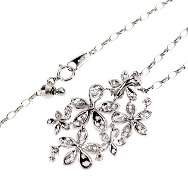 K18WG ローズカットダイヤモンド ペンダントネックレス 1.36ct D0.61ct フラワー