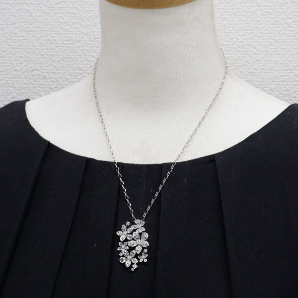 K18WG ローズカットダイヤモンド ペンダントネックレス 1.36ct D0.61ct フラワー
