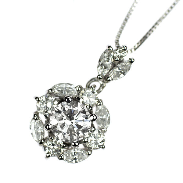 Pt900/ Pt850 ダイヤモンド  ペンダントネックレス 0.612ct D0.59ct