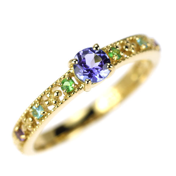 K18YG タンザナイト カラーストーン リング