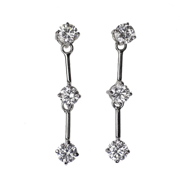 K18WG ダイヤモンド ピアス 1.00ct スリーストーン