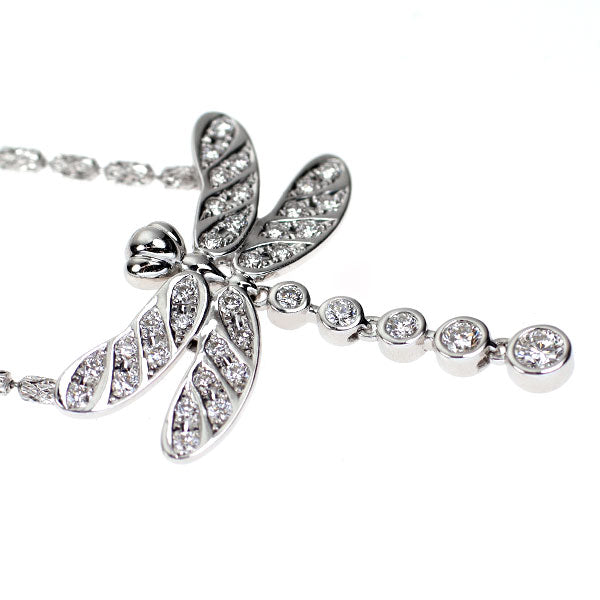 ジュネ K18WG ダイヤモンド ペンダントネックレス 0.53ct トンボ 昆虫