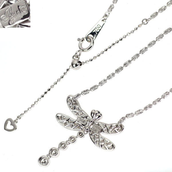 ジュネ K18WG ダイヤモンド ペンダントネックレス 0.53ct トンボ 昆虫
