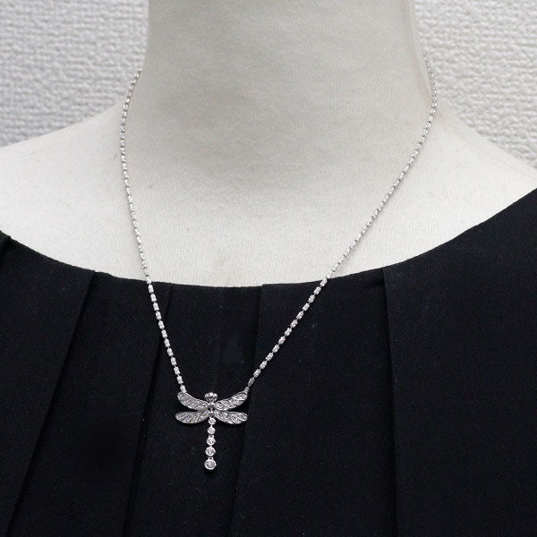 ジュネ K18WG ダイヤモンド ペンダントネックレス 0.53ct トンボ 昆虫