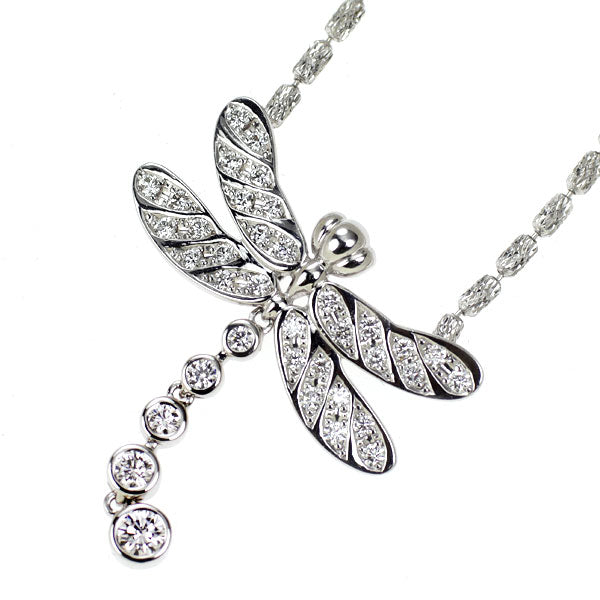 ジュネ K18WG ダイヤモンド ペンダントネックレス 0.53ct トンボ 昆虫