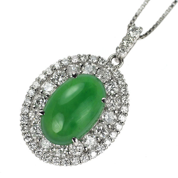 Pt950/ Pt850 翡翠 ダイヤモンド ペンダントネックレス 6.13ct D1.63ct