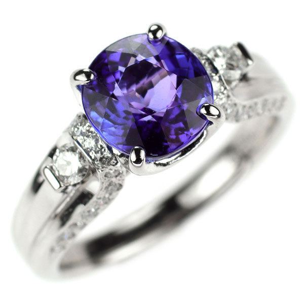 Pt900 タンザナイト ダイヤモンド リング 2.47ct D0.31ct