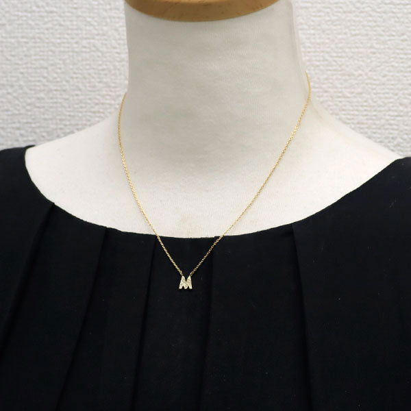 スタージュエリー K18YG ダイヤモンド ペンダントネックレス 0.04ct 「M」 イニシャル