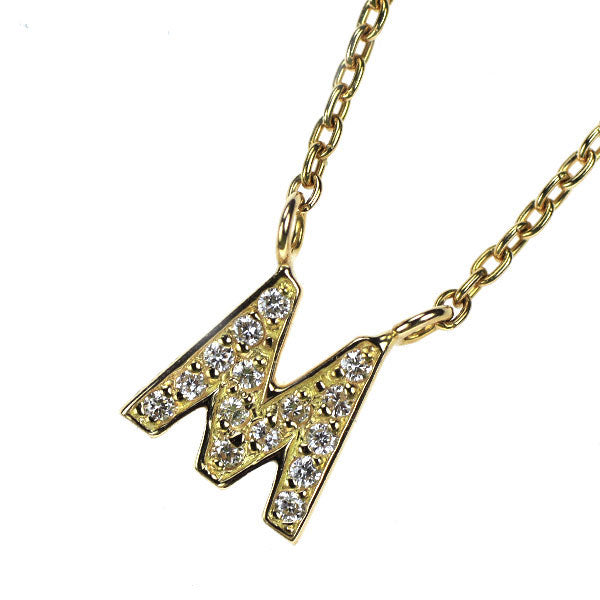 スタージュエリー K18YG ダイヤモンド ペンダントネックレス 0.04ct 「M」 イニシャル