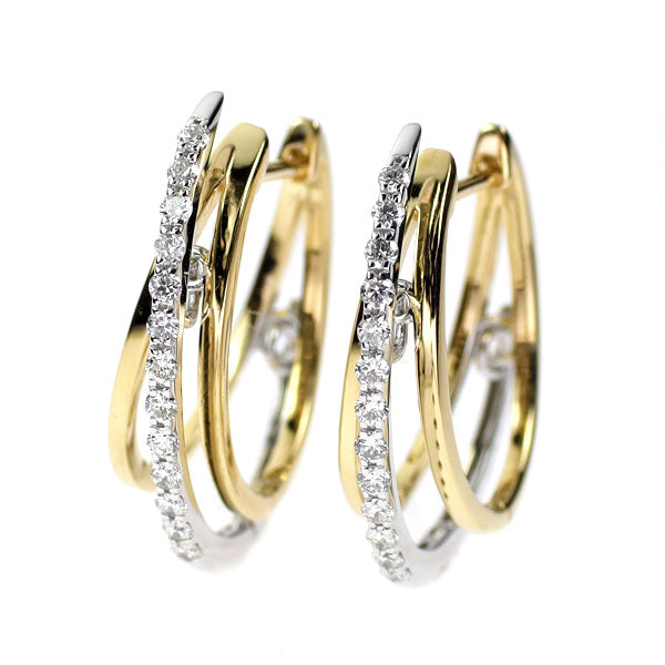 K18YG/WG ダイヤモンド フープ ピアス 0.30ct