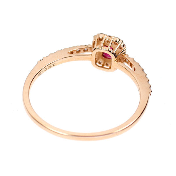希少 K18PG レッドベリル ダイヤモンド リング 0.18ct D0.20ct
