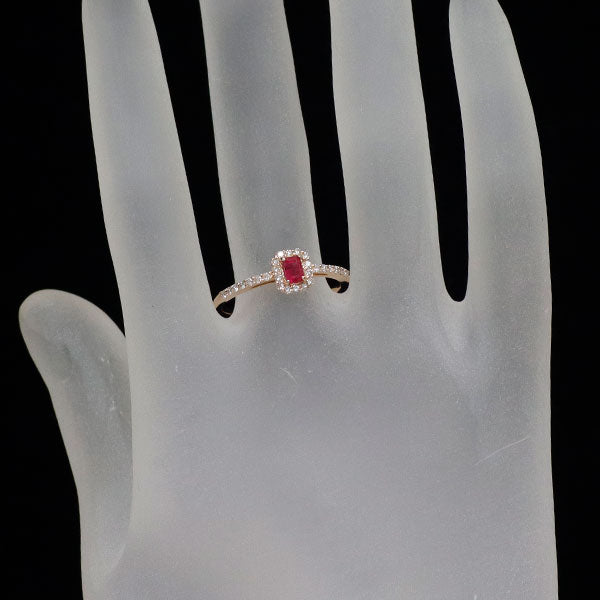 希少 K18PG レッドベリル ダイヤモンド リング 0.18ct D0.20ct
