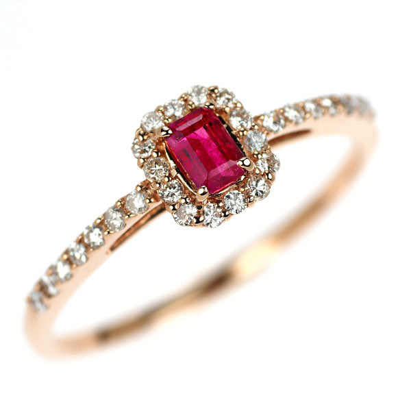 希少 K18PG レッドベリル ダイヤモンド リング 0.18ct D0.20ct