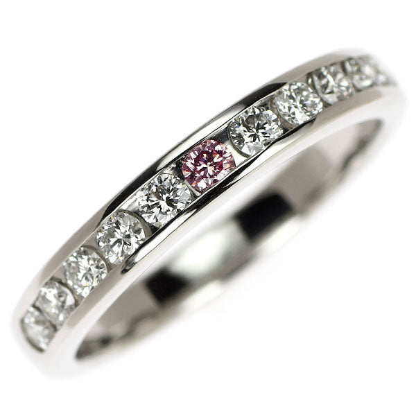 希少 Pt950 天然ピンク/カラーレス ダイヤモンド リング 0.045ct D0.438ct ハーフエタニティ