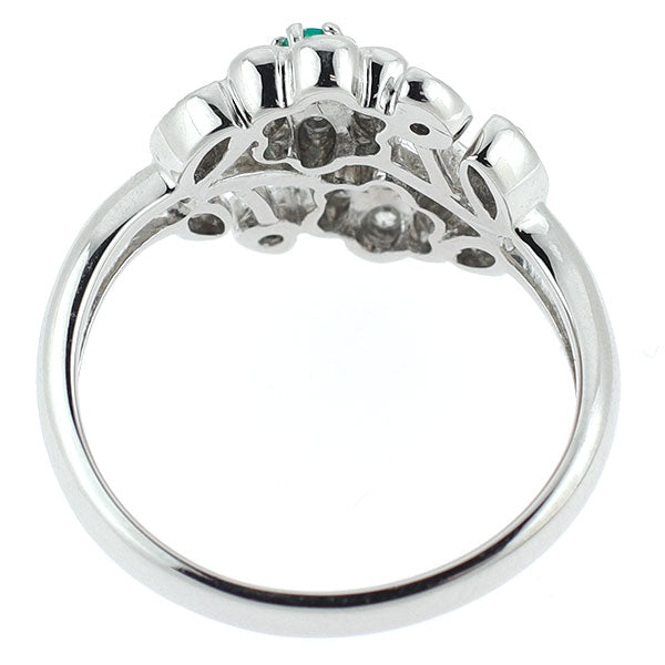 Pt900 エメラルド ダイヤモンド リング 0.06ct D0.45ct フラワー
