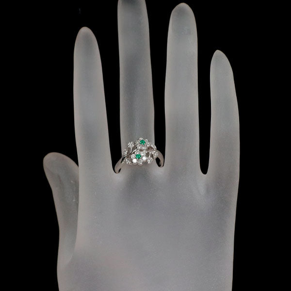 Pt900 エメラルド ダイヤモンド リング 0.06ct D0.45ct フラワー
