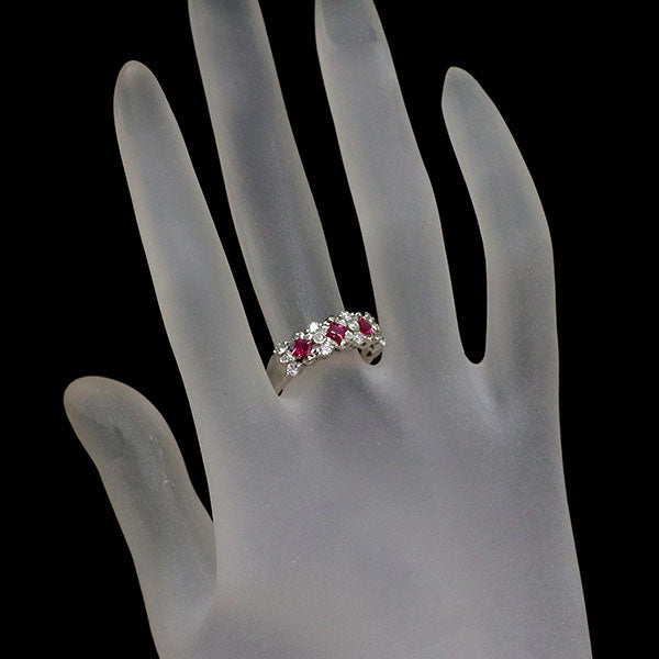 Pt900 ルビー ダイヤモンド リング 0.51ct D0.33ct
