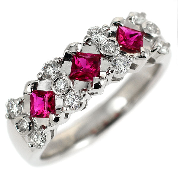 Pt900 ルビー ダイヤモンド リング 0.51ct D0.33ct