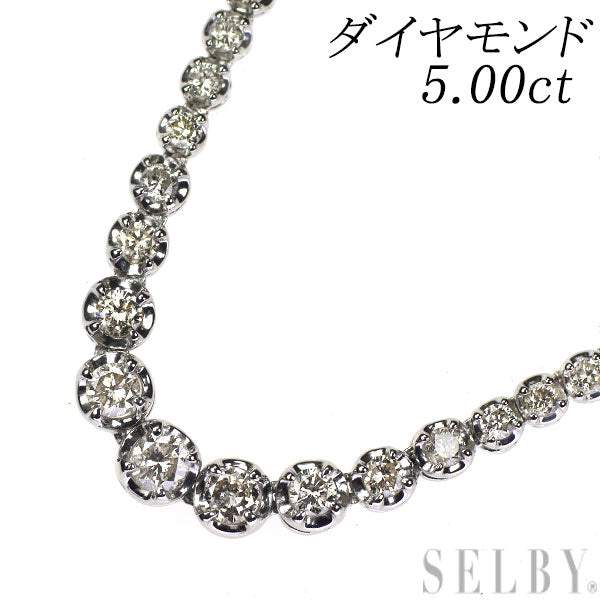 Pt1000/ Pt850 ダイヤモンド ネックレス 5.00ct テニス