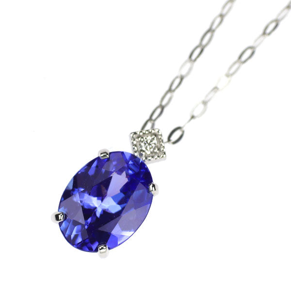 Pt タンザナイト ダイヤモンド ペンダントネックレス 1.00ct D0.01ct