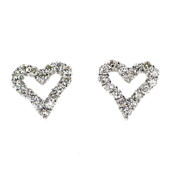 K18WG ダイヤモンド ピアス 0.30ct ハート