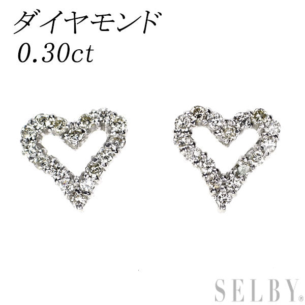 K18WG ダイヤモンド ピアス 0.30ct ハート