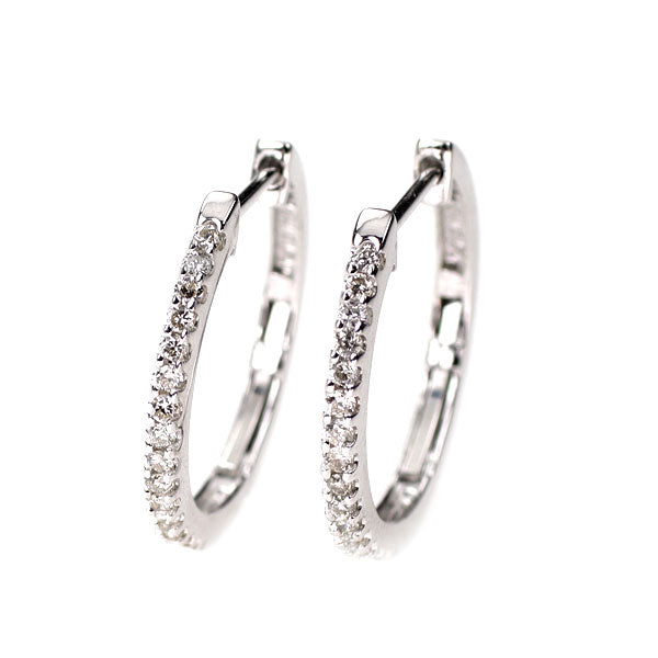 K18WG ダイヤモンド フープ ピアス 0.20ct