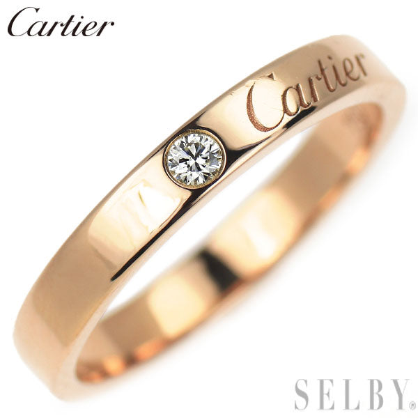 カルティエ K18PG ダイヤモンド リング Cドゥ エングレーブド 52号