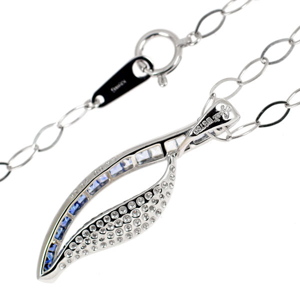 ジュネ K18WG サファイア ダイヤモンド ペンダントネックレス 1.05ct D0.23ct