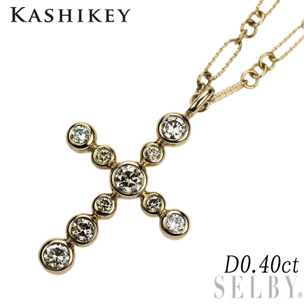 カシケイ/Kashikey K18BG ダイヤモンド ペンダントネックレス 0.40ct クロス