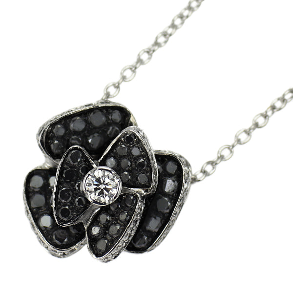 ポンテヴェキオ ブラックコーティング/ K18WG ブラック/カラーレス ダイヤモンド ペンダントネックレス BD0.48ct D0.40ct フラワー 薔薇 ローズ