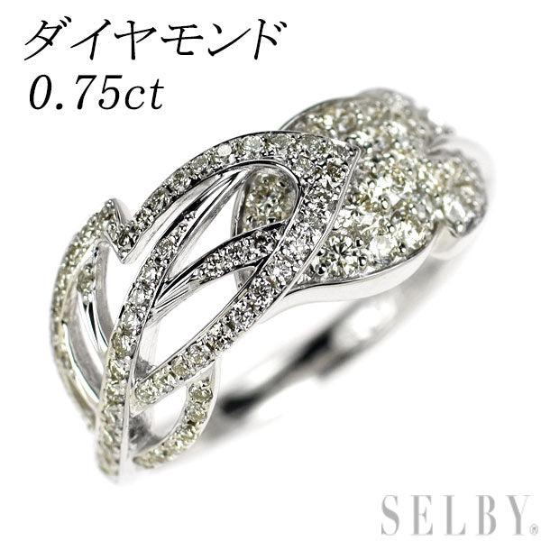 K18WG ダイヤモンド リング 0.75ct 植物