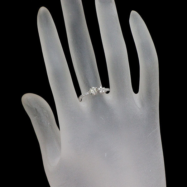 K18WG さくらカット ダイヤモンド リング 0.256ct D0.13ct 桜 フラワー