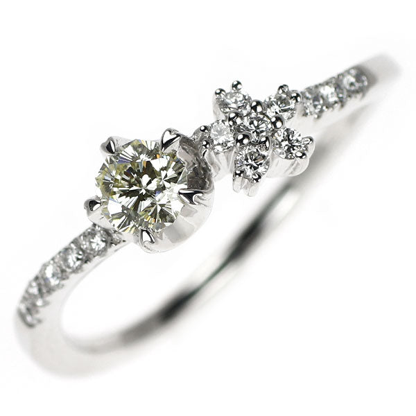 K18WG さくらカット ダイヤモンド リング 0.256ct D0.13ct 桜 フラワー