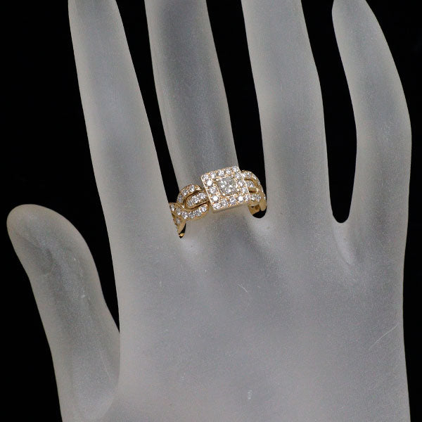 K18YG プリンセスカット ダイヤモンド リング 0.26ct D0.67ct