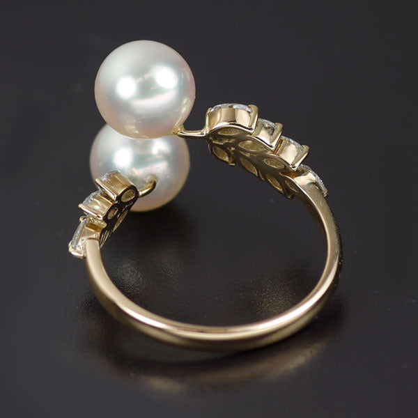 K18YG アコヤ 真珠/パール ダイヤモンド リング 径約7.5mm D0.66ct