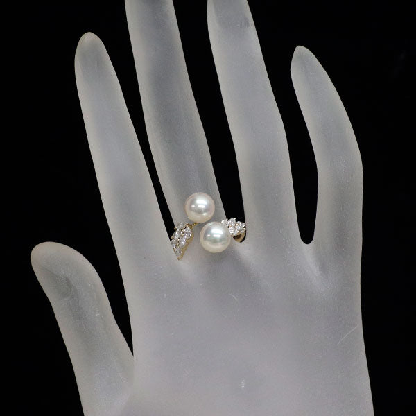 K18YG アコヤ 真珠/パール ダイヤモンド リング 径約7.5mm D0.66ct