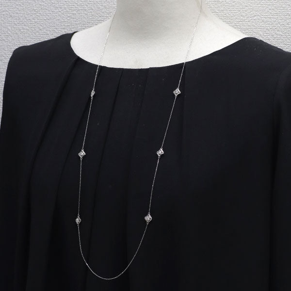 フォーエバーマーク Pt850 ダイヤモンド ロングネックレス 0.72ct ステーション エターナル  86cm
