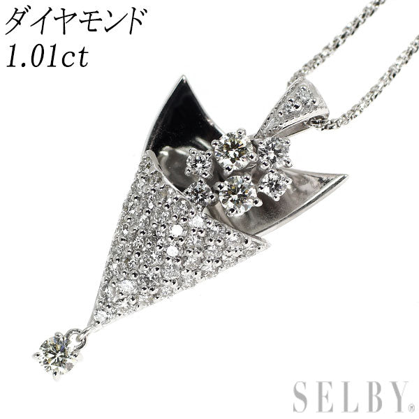 K18WG ダイヤモンド ペンダントネックレス 1.01ct