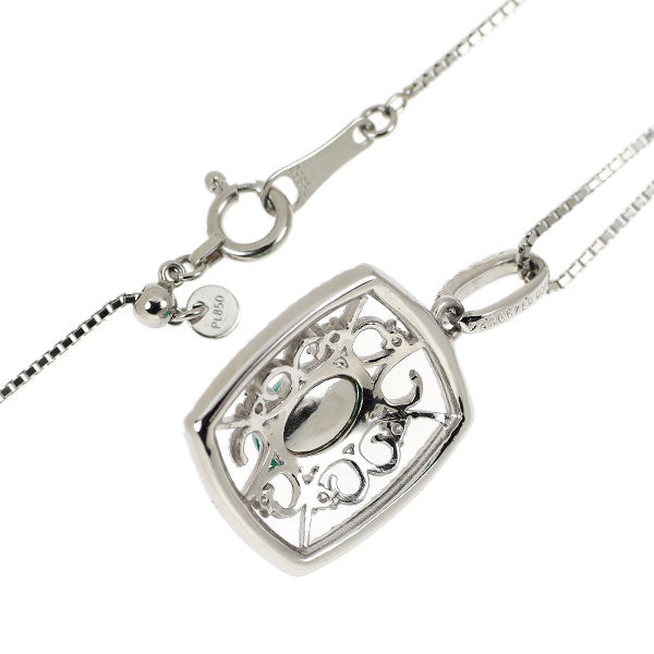 希少 Pt900/Pt850 エメラルド キャッツアイ ダイヤモンド ペンダントネックレス 0.743ct D0.24ct