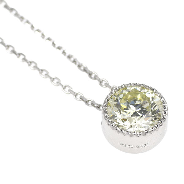 新品 Pt950/ Pt850 ダイヤモンド ペンダントネックレス 0.901ct LY VS1 EX 鍛造ミルグレイン【エスコレ】